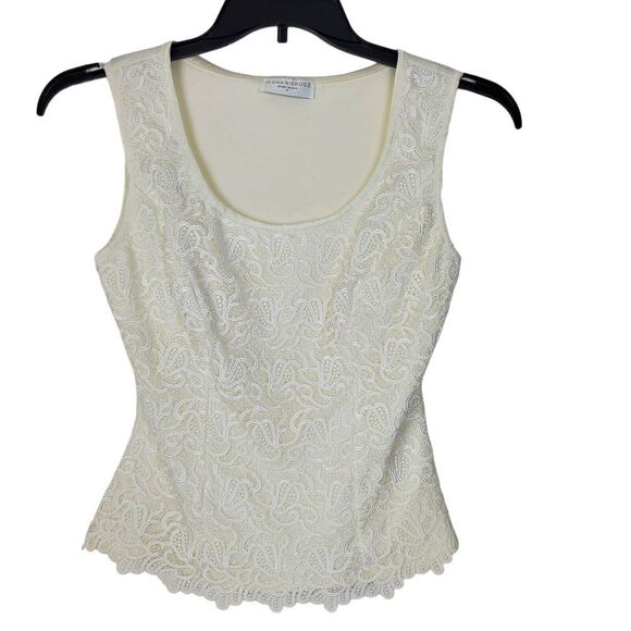 Flora Nikrooz Tops - Flora Nikrooz Womens Ivory Lace Overlay Camisole Sleeveless‎ Top EUC Small